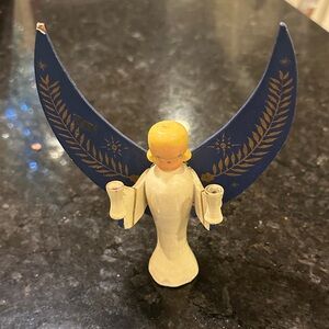 Vintage French/GermanWooden candle holder Christmas Angel unique and beautiful